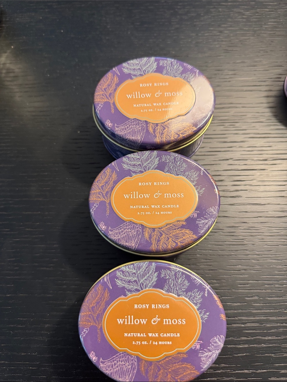 Rosy Rings Natural Wax Candle - Purple & Orange Tin